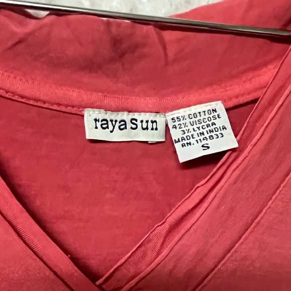 Raya Sun V-Neck Dress Flowy Fit Short Sleeve V Neck Coral Pink Small - Picture 2 of 7